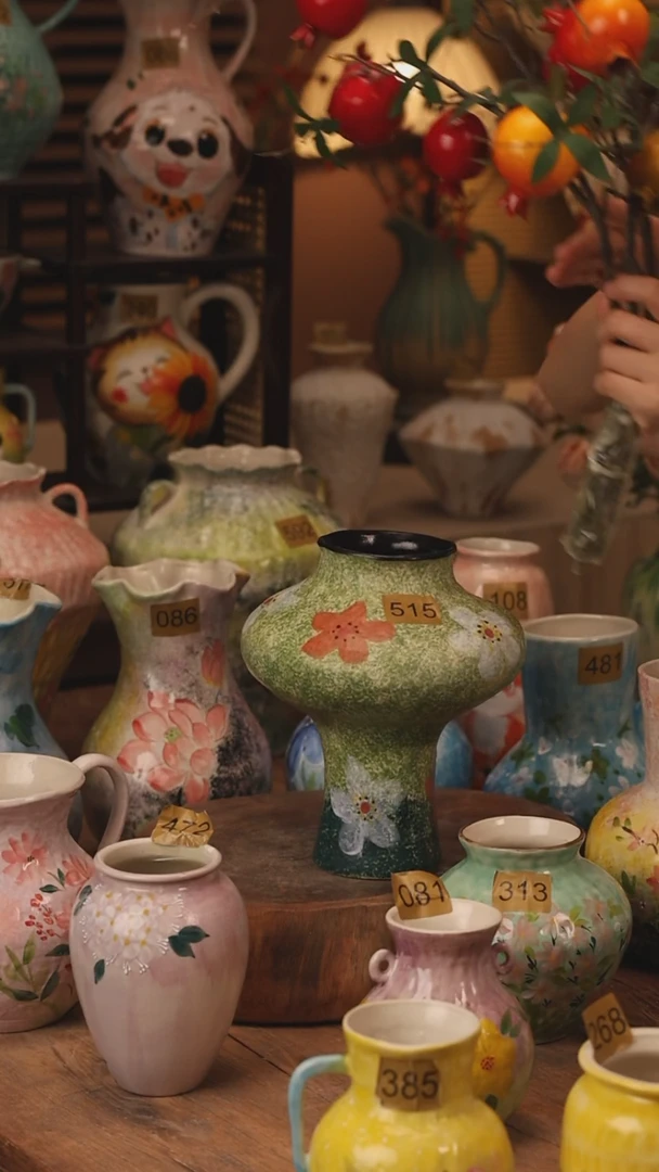 陶瓷景德镇设计师手作花器摆件侘寂风515