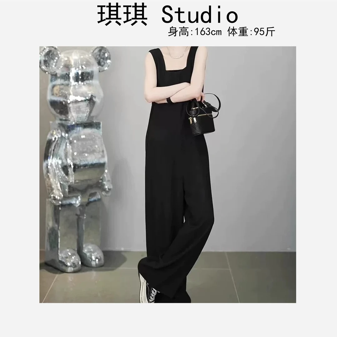 《琪琪家》春夏季新款黑色经典潮流气质时尚显瘦减龄连体裤-77
