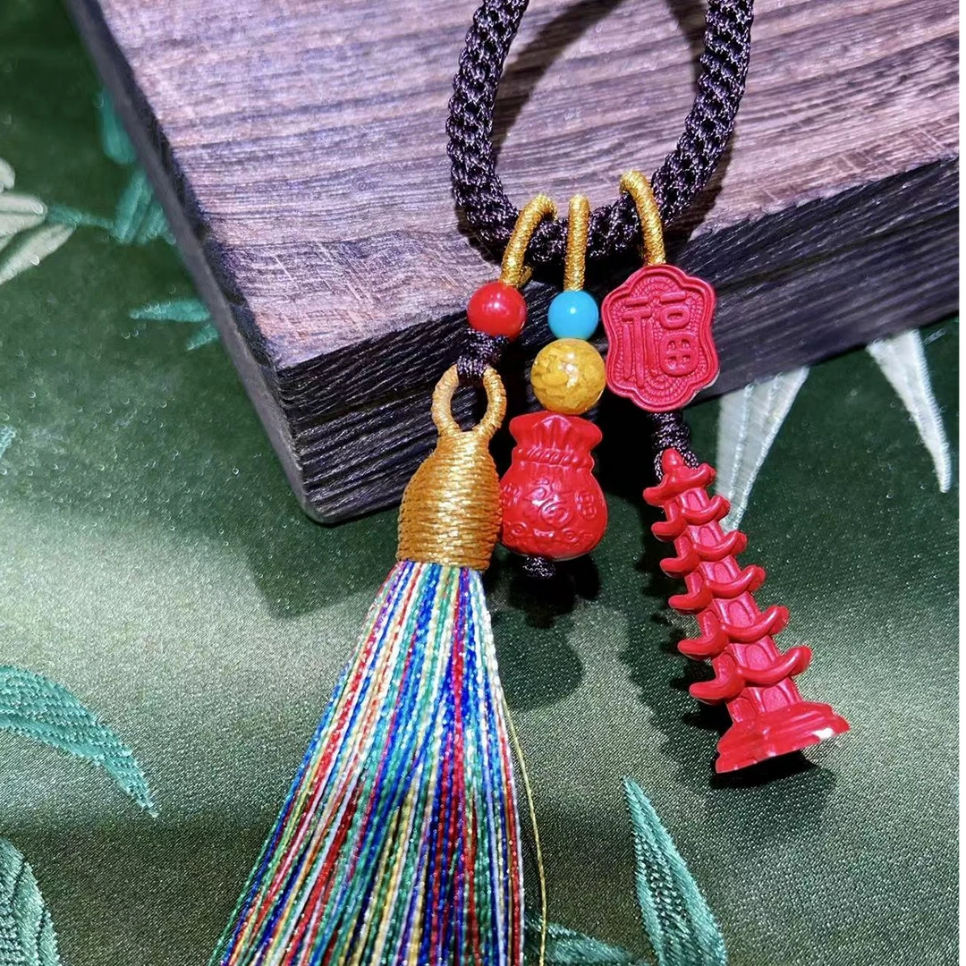 含辰砂工艺品高含量真朱砂水飞红砂金榜题名包包挂140