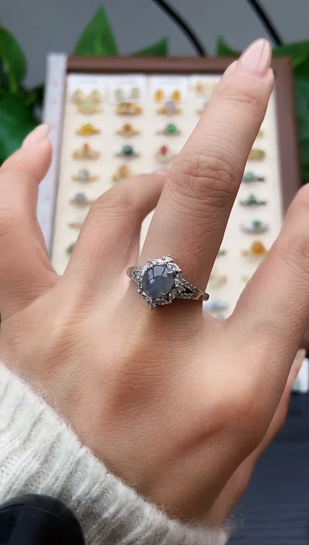 银S925镶嵌戒指翡翠12