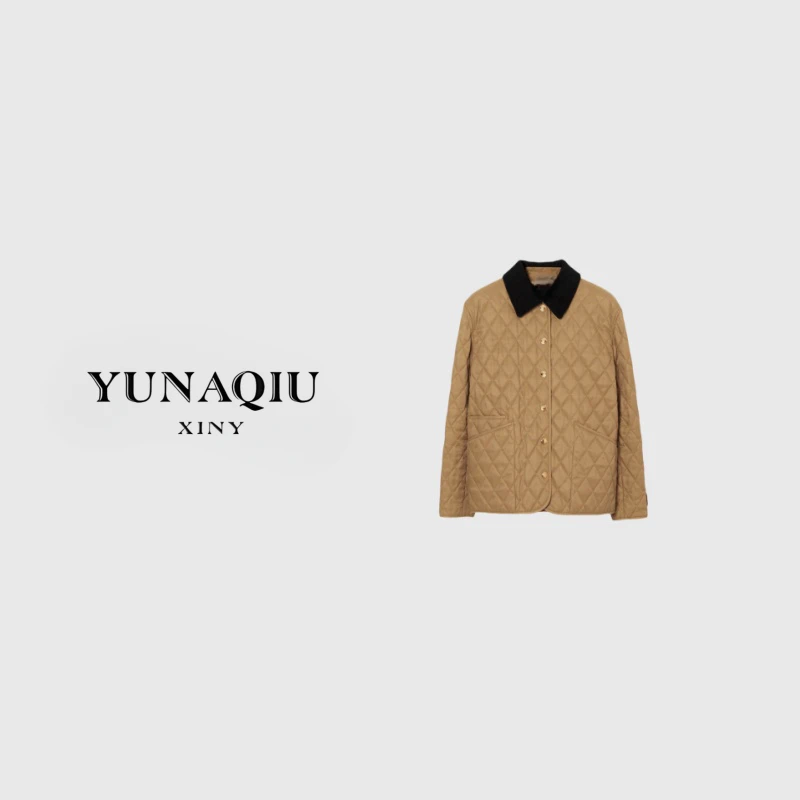 YUNAQIU 菱形格绗缝自发热棉外套棉服-8957