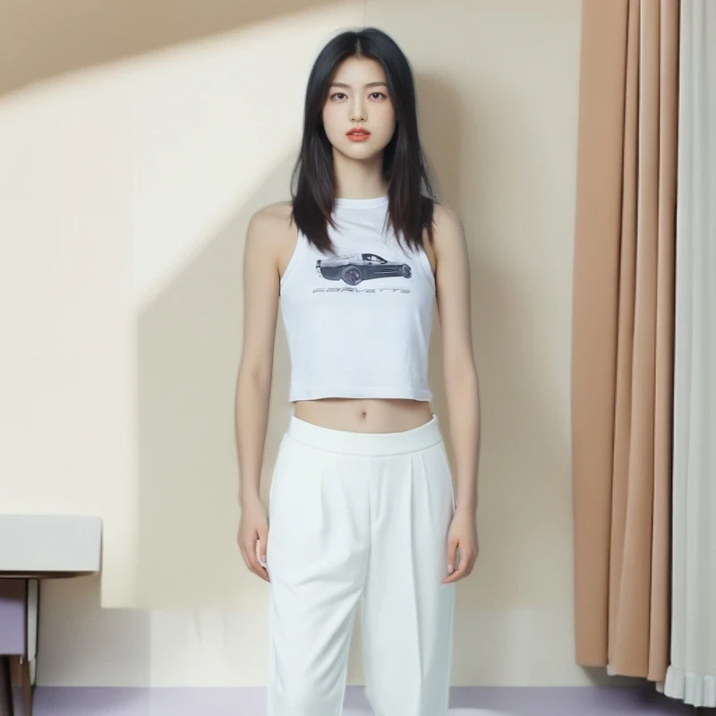 gm白色汽车背心百搭时尚通勤显瘦运动短款休闲打底夏季外穿
