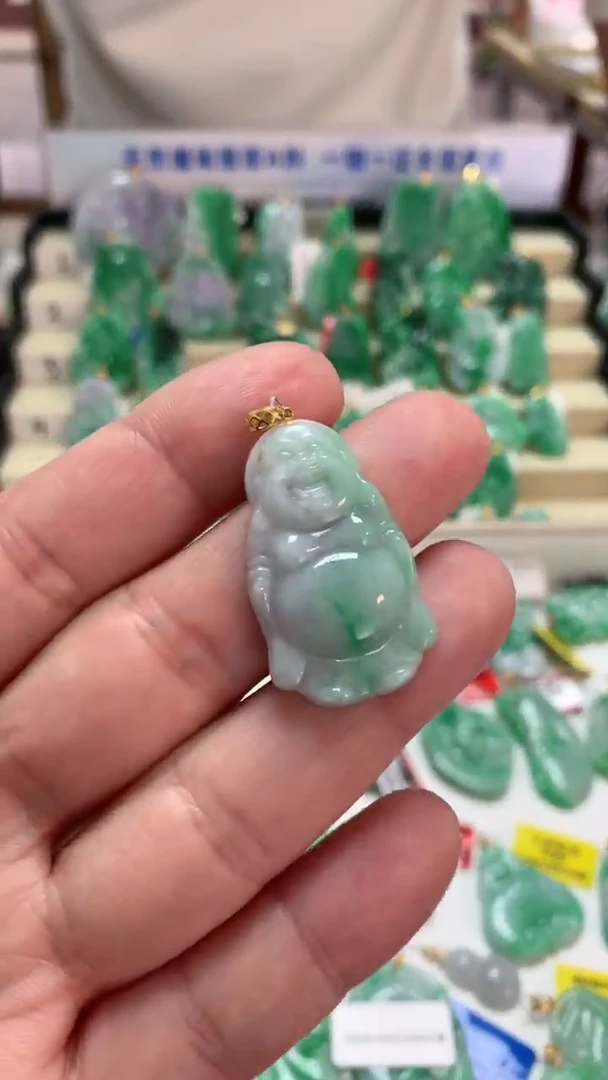 【闪购商品】翡翠吊坠(不含链)18K金镶嵌挂件