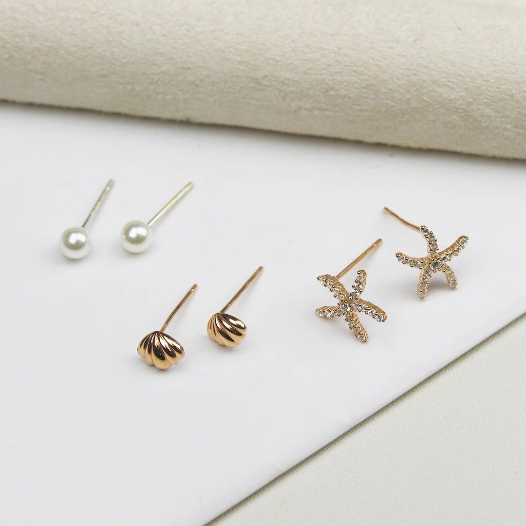 925银耳饰 梦幻海洋925银耳饰三件套小巧萌趣精致银耳饰