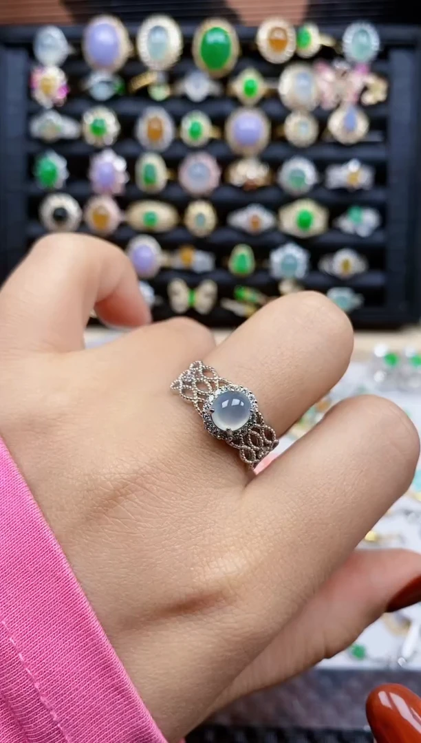 银S925镶嵌戒指翡翠453