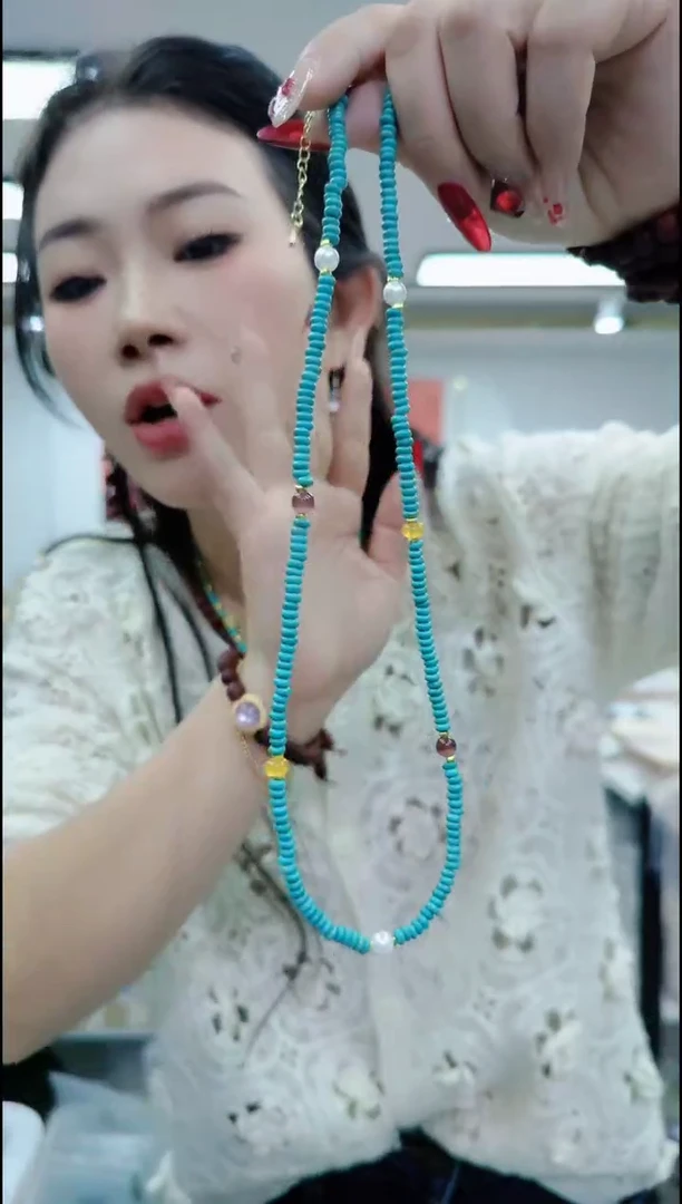 【闪购商品】玛瑙/玉髓颈饰合金3152松松算盘珠项链