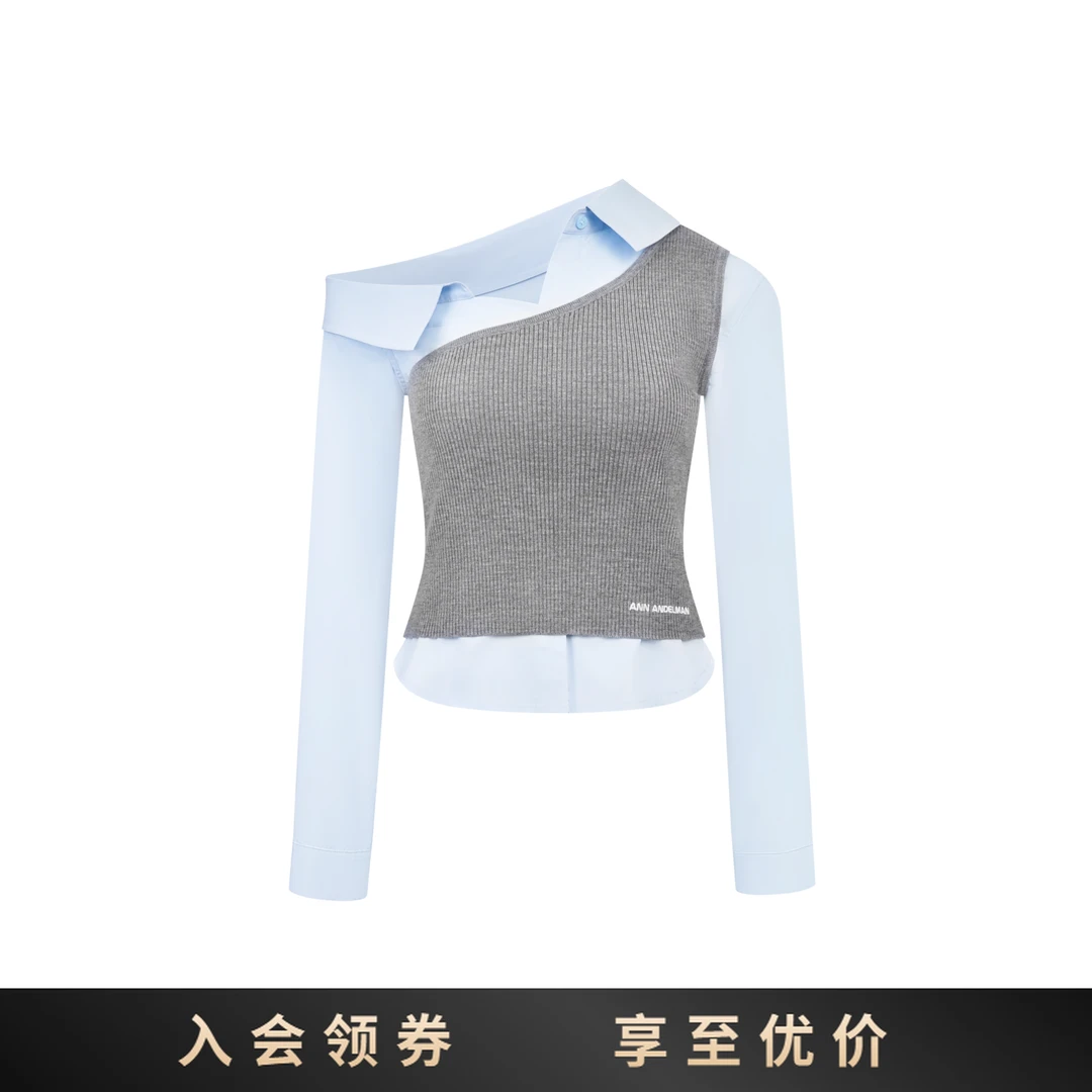 ANNANDELMAN女长袖欧美复古长袖T恤百搭内搭白色时尚短款