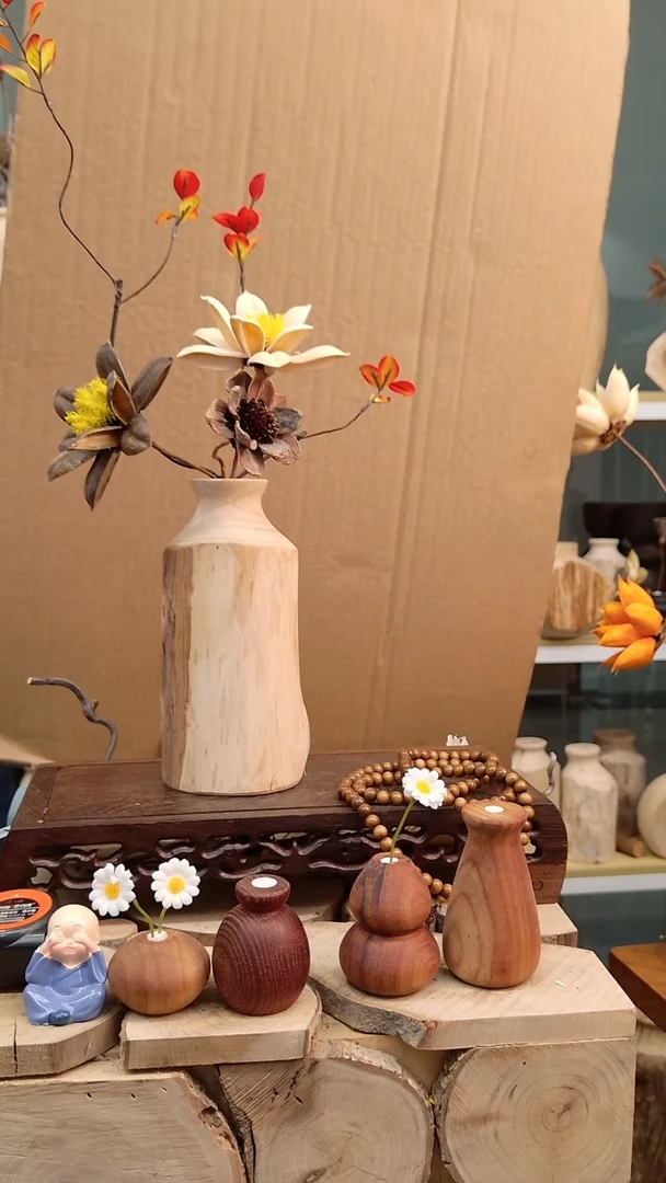 木实木花瓶配花一套