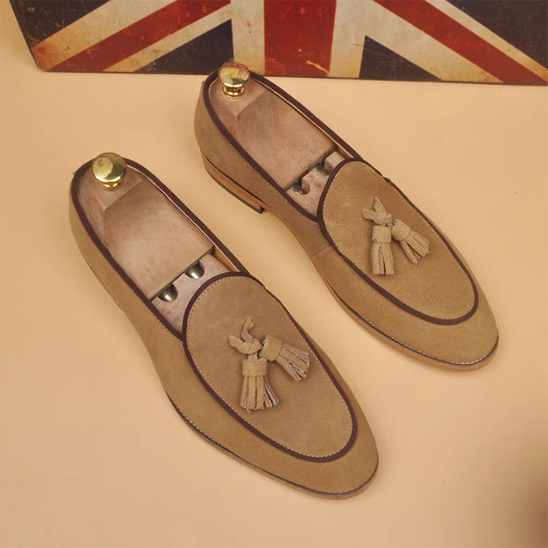 男士英伦一脚蹬乐福鞋真皮透气磨砂豆豆鞋懒人鞋尖头皮鞋男一脚蹬