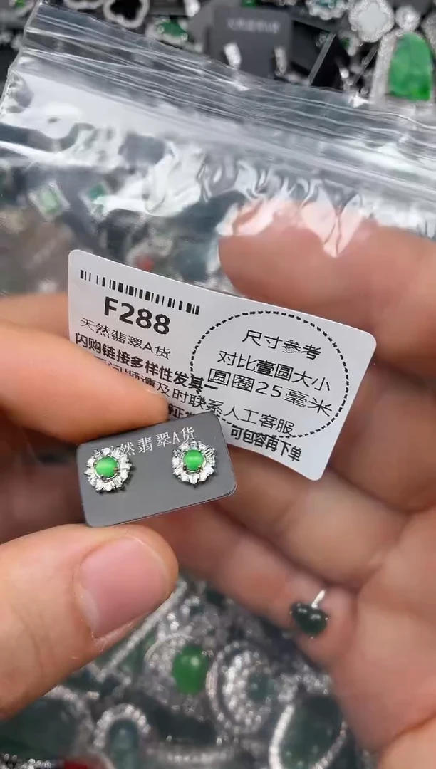 颈饰未镶嵌翡翠F288耳钉