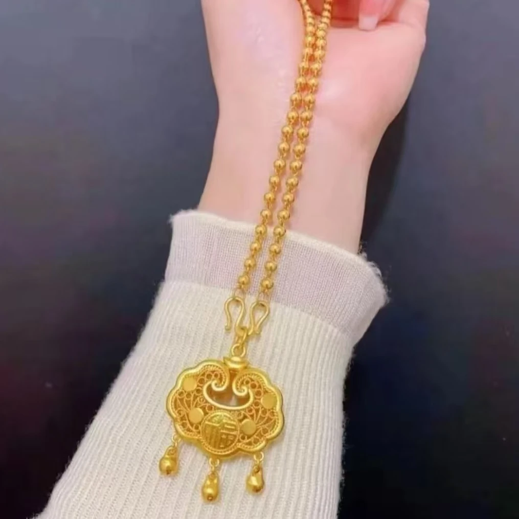 合金项链 合金项链 卡4mm圆珠加福锁一套