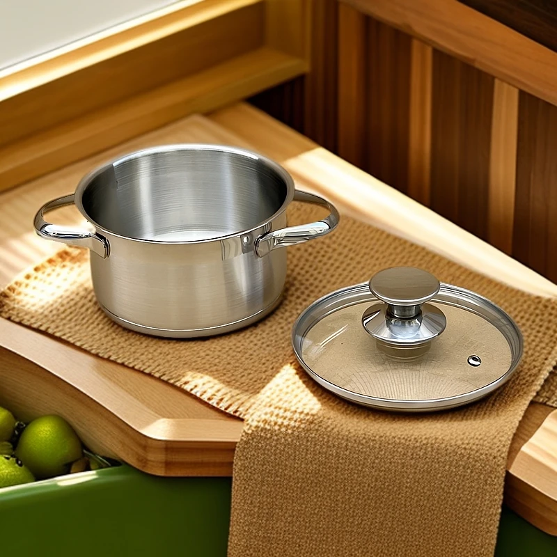 R1 14X8cm 304不锈钢双耳奶锅家小汤锅辅食不粘锅燃气灶电磁炉