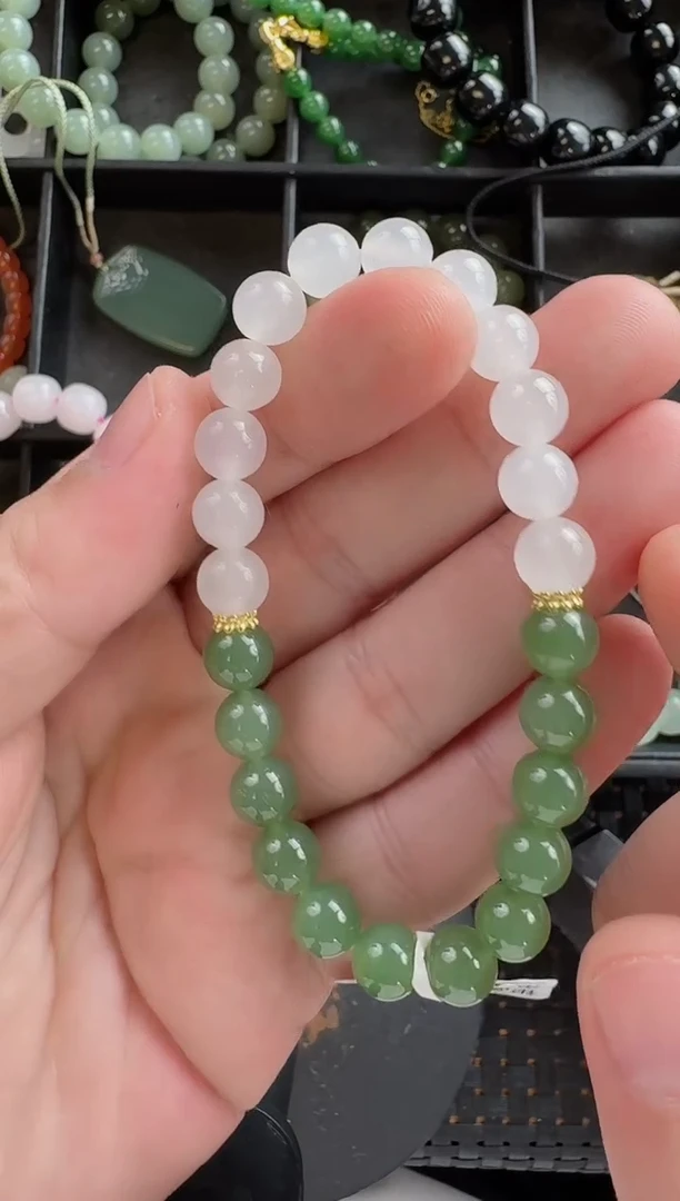 颈饰未镶嵌和田玉白玉碧玉手串