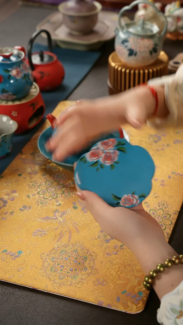 陶瓷茶具亮面玫瑰杯垫