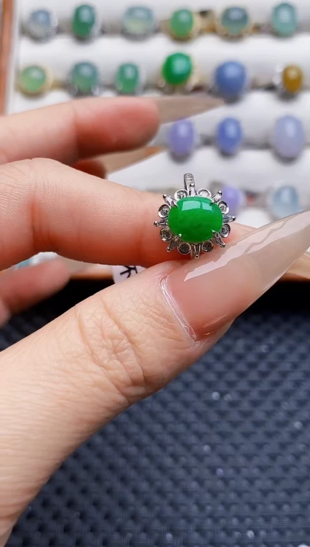 银S925镶嵌戒指翡翠3382