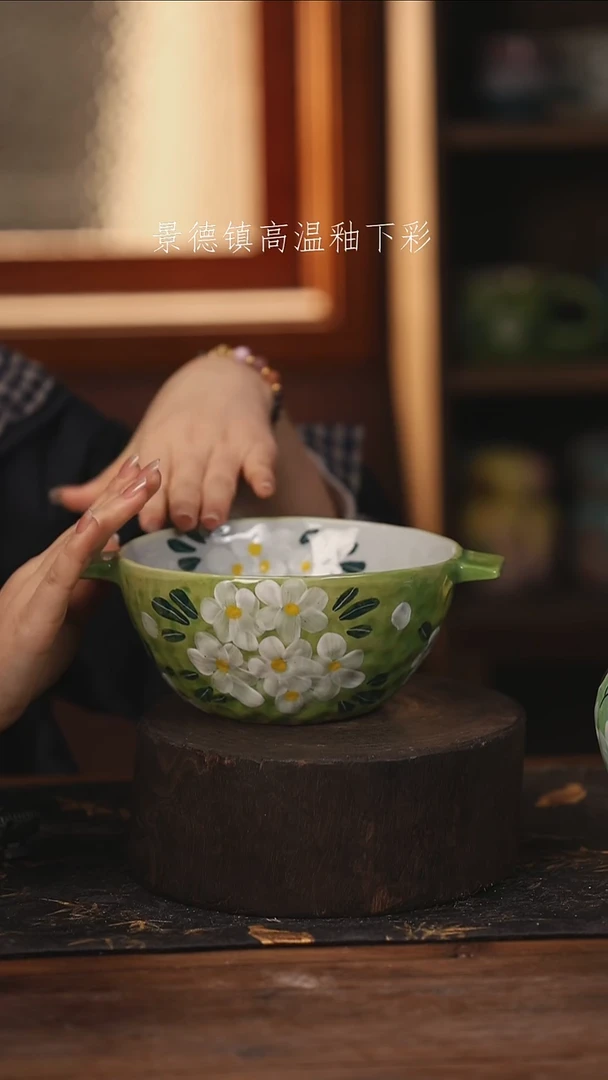 陶瓷景德镇高温釉下手绘陶瓷@L300@