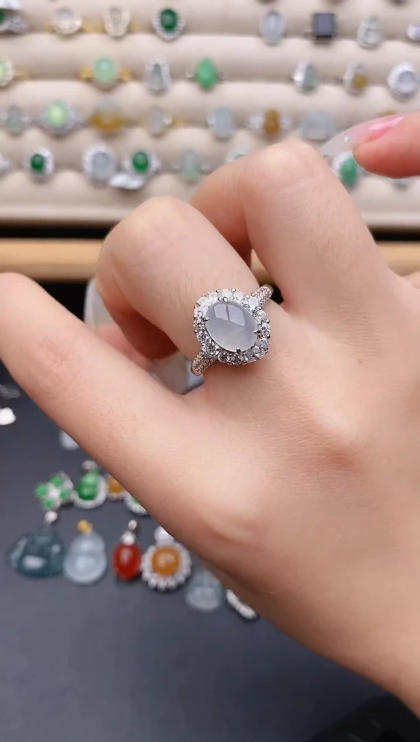 银S925镶嵌戒指翡翠0