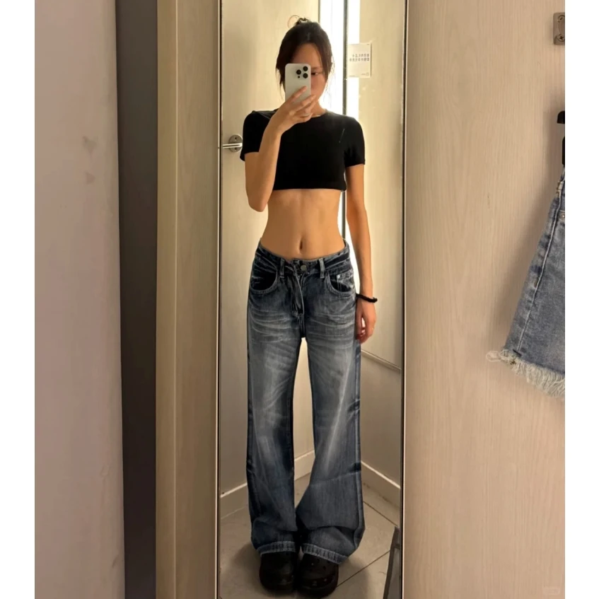 美式复古辣妹平价微喇牛仔裤女2025秋季新款时尚宽松垂感拖地裤子