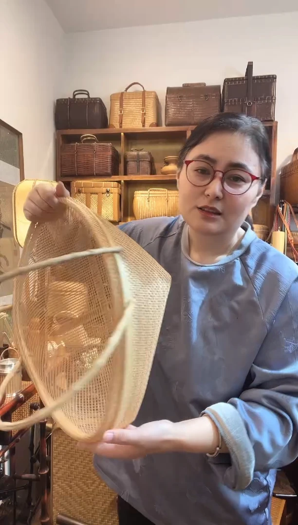 手工竹编菱形提篮水果篮