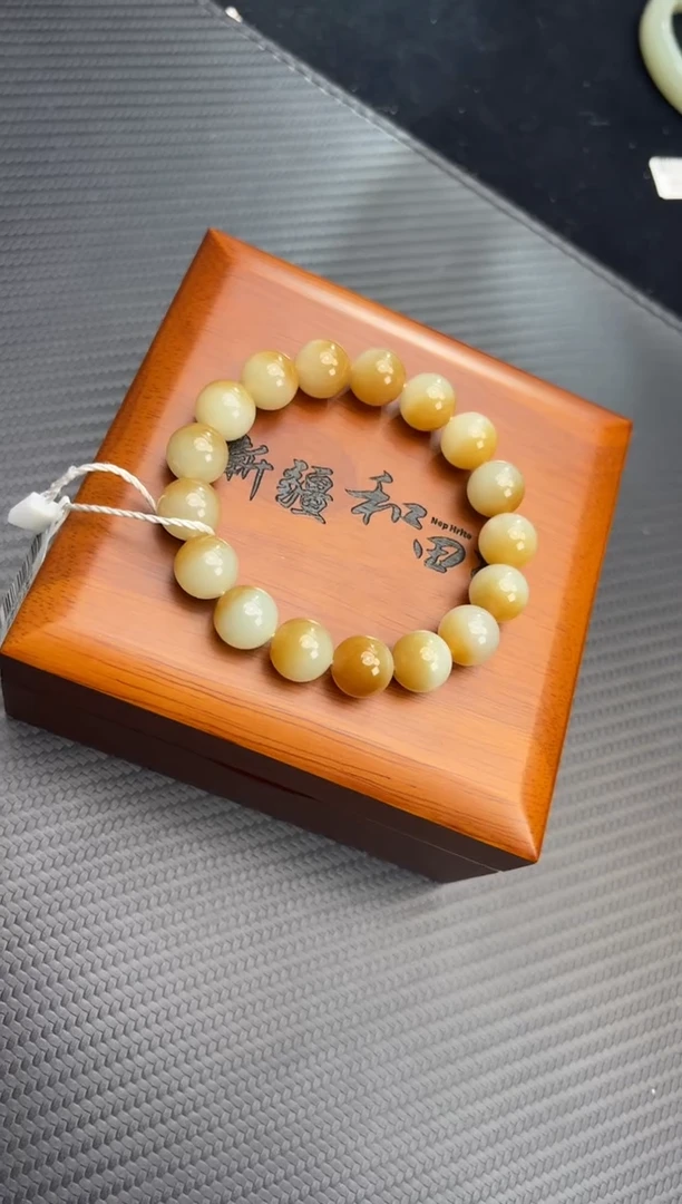 未镶嵌手串和田玉若羌微色差糖白聚宝盆卡12手串确认返330元