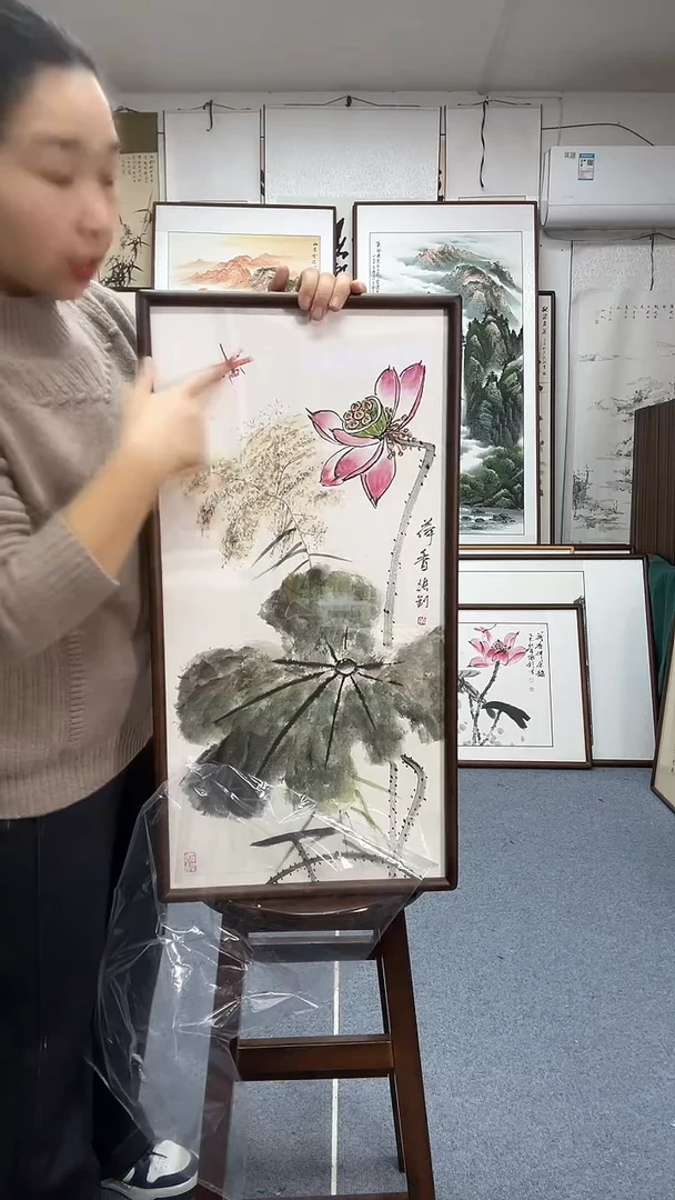 国画尺寸35*68实木画框京东包邮手绘