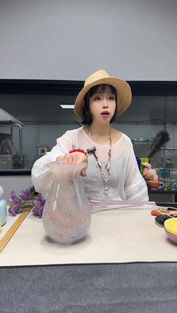 小远山黛慕忆家手作琉璃花瓶高口