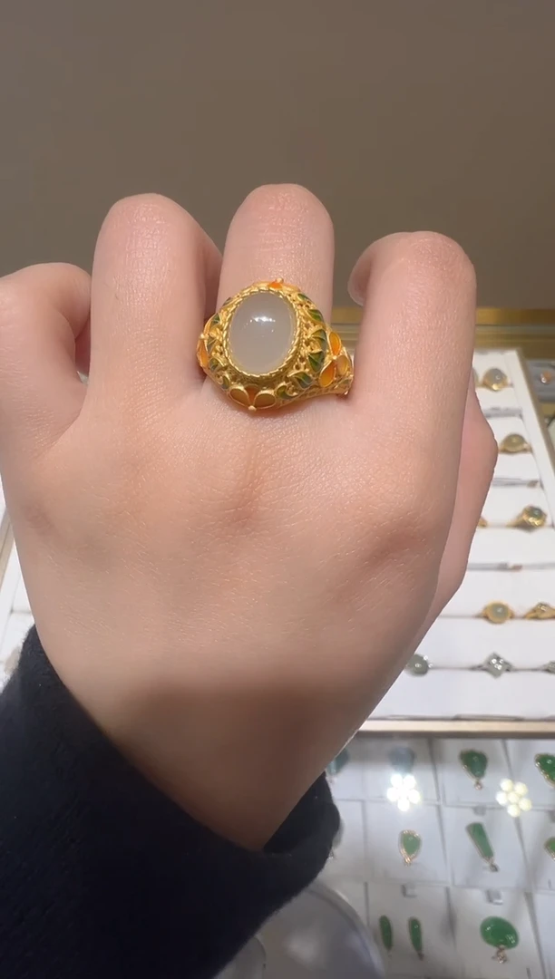 【闪购商品】和田玉戒指银S925镶嵌27