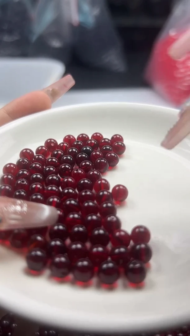 蜜蜡颈饰未镶嵌W2060血*珀6MM*30颗