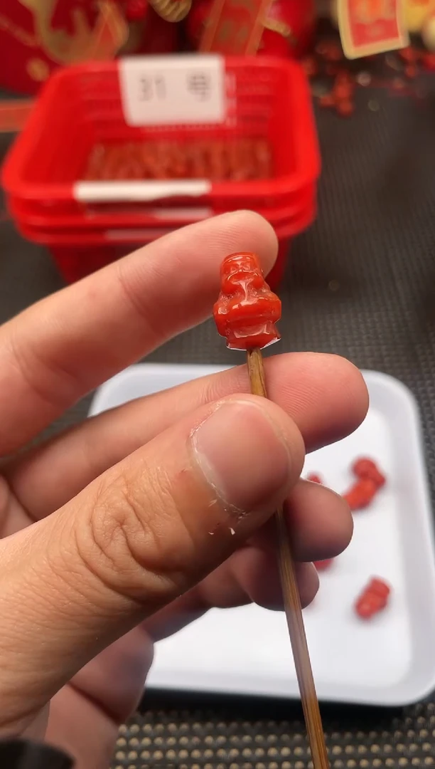 【闪购商品】南红玛瑙单珠未镶嵌32号柿子红卡11*16财神一颗