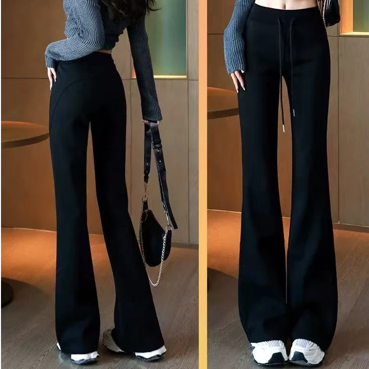 时尚大码休闲微喇裤（1053）高腰显瘦百搭洋气显腿长气质