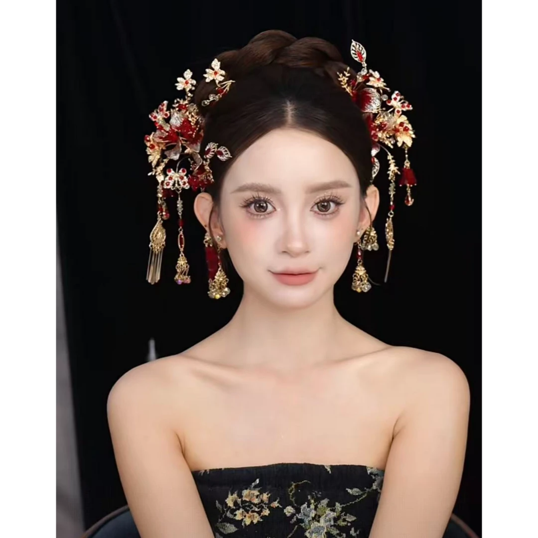 合金婚庆饰品 新款红色中式精美秀禾古风百搭新娘饰品331