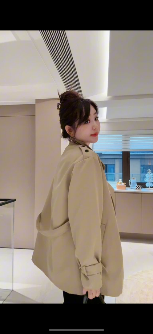 YX五WT202509281新款腰带风衣外套显瘦时尚百搭韩版