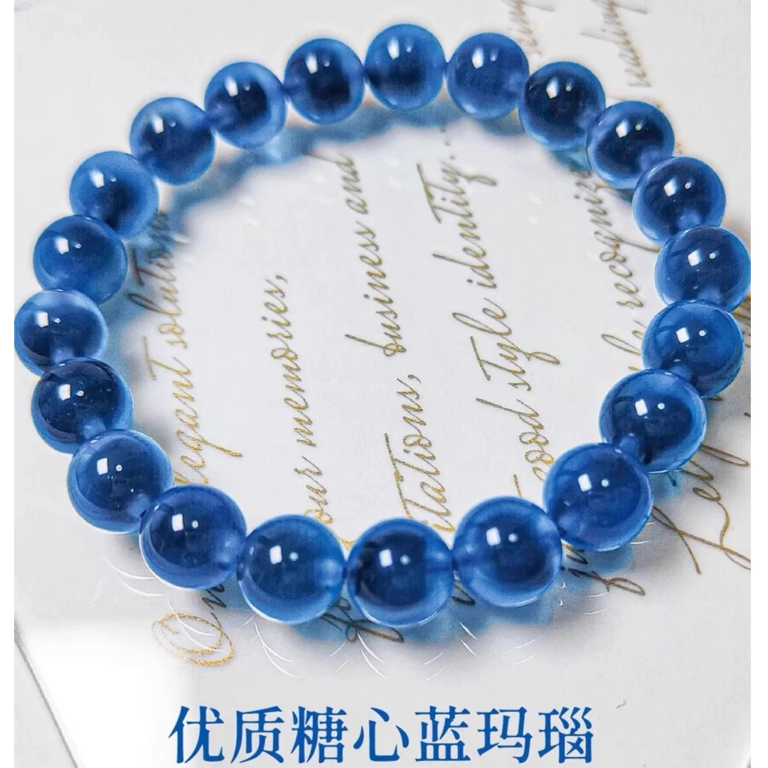 天然糖心玛瑙手串女款高级感蓝色水晶女配饰手链珠子弹力绳闺蜜款