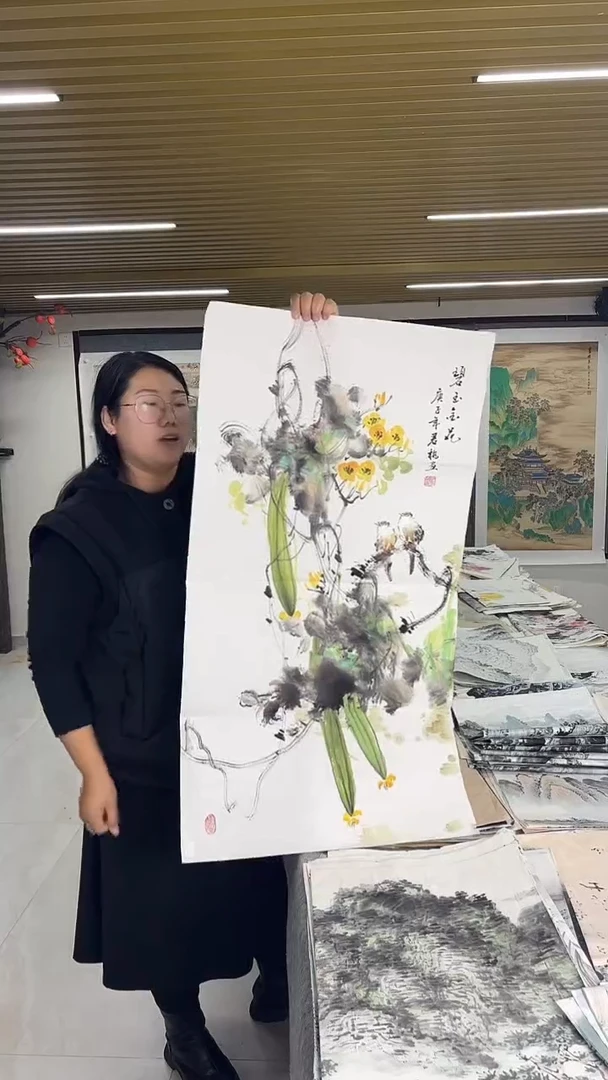 国画丹青专属福利-君梅丝瓜竖版