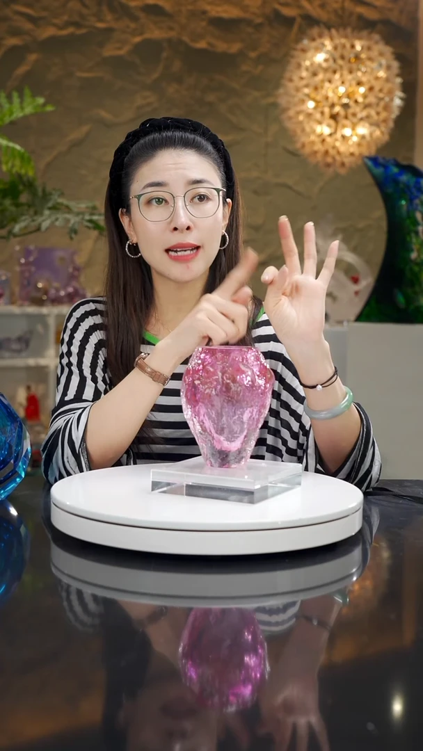 琉璃金红色冰川肌理纹香薰瓶