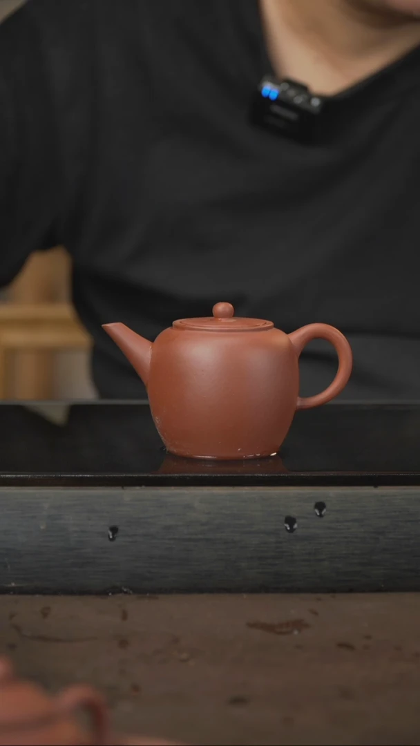 茶壶紫砂18，，红苹果，朱泥，160cc
