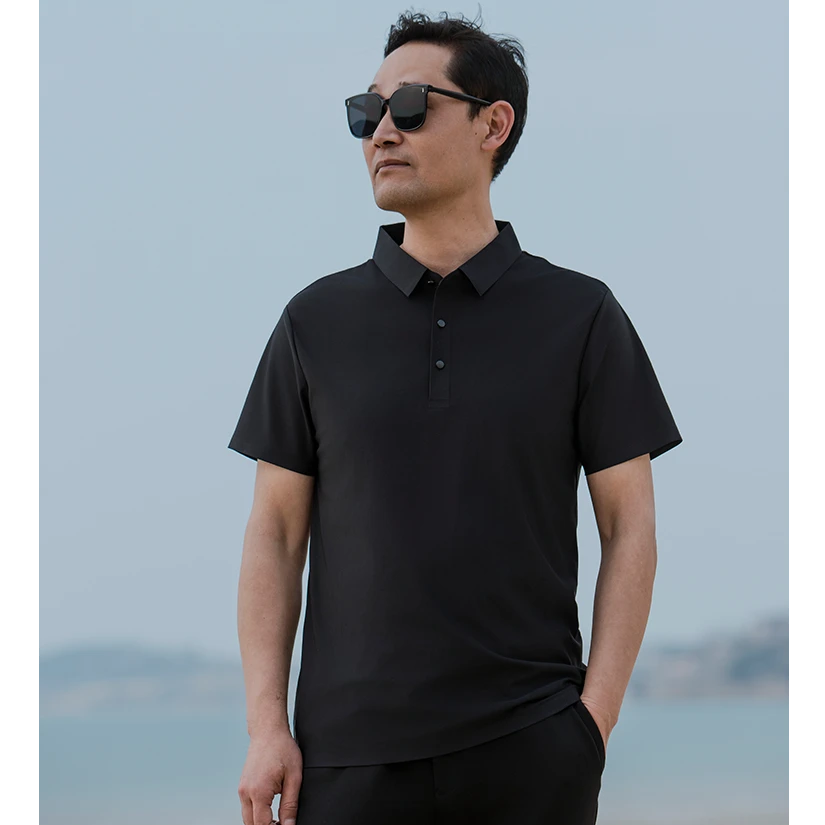 Jinho/金猴夏季新款冰丝男士短袖休闲翻领弹力高弹商务POLO衫