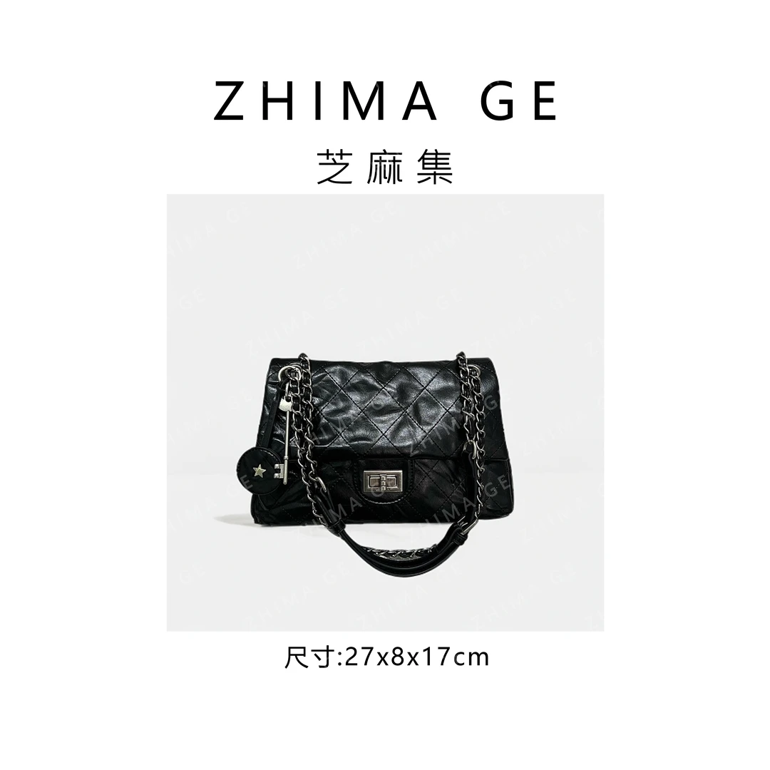 【芝麻集】ZT-D7137-游牧黑RAIN.CUN简约休闲百搭腋下斜跨轻奢女包