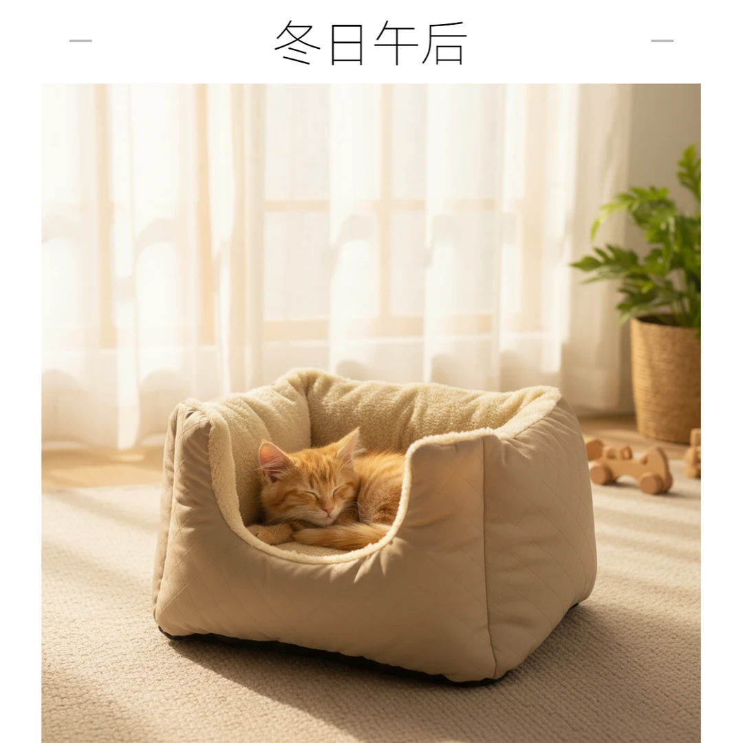 高品质绗缝牛津布高围栏猫狗窝冬季保暖宠物窝