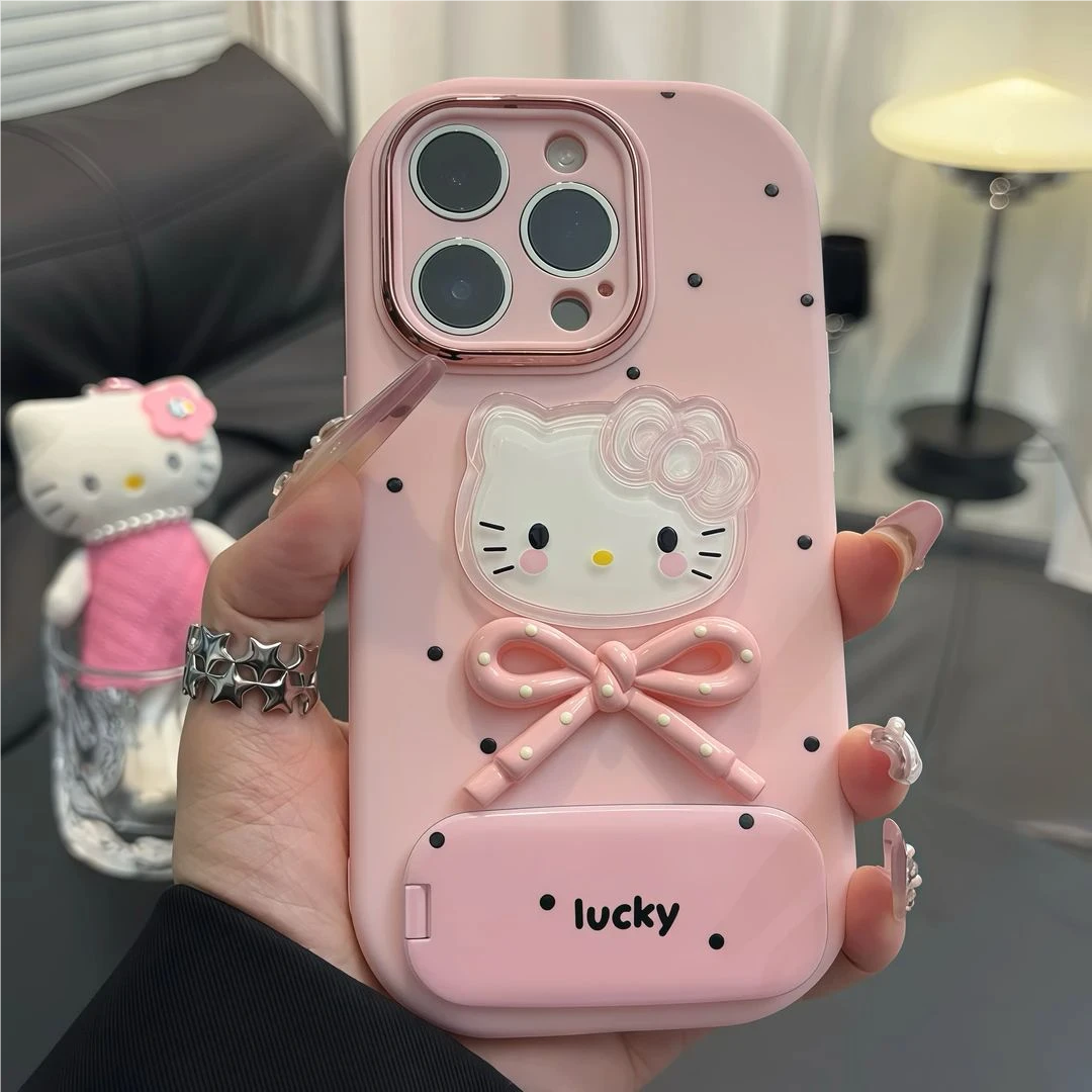 适用苹果17/16波点Kitty支架壳小米15/14新款华为pura80/Mate70软