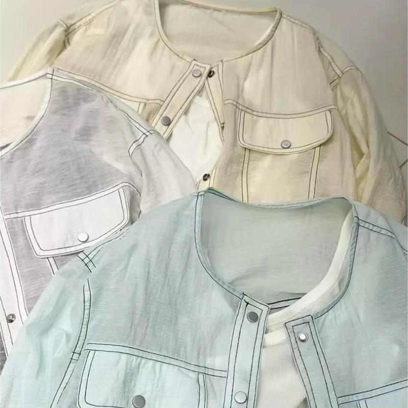 F01明线感薄衬衫设计感外套ins风设计感显瘦防晒