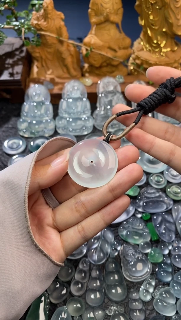 【闪购商品】定制翡翠未镶嵌平安扣33.8*6.2