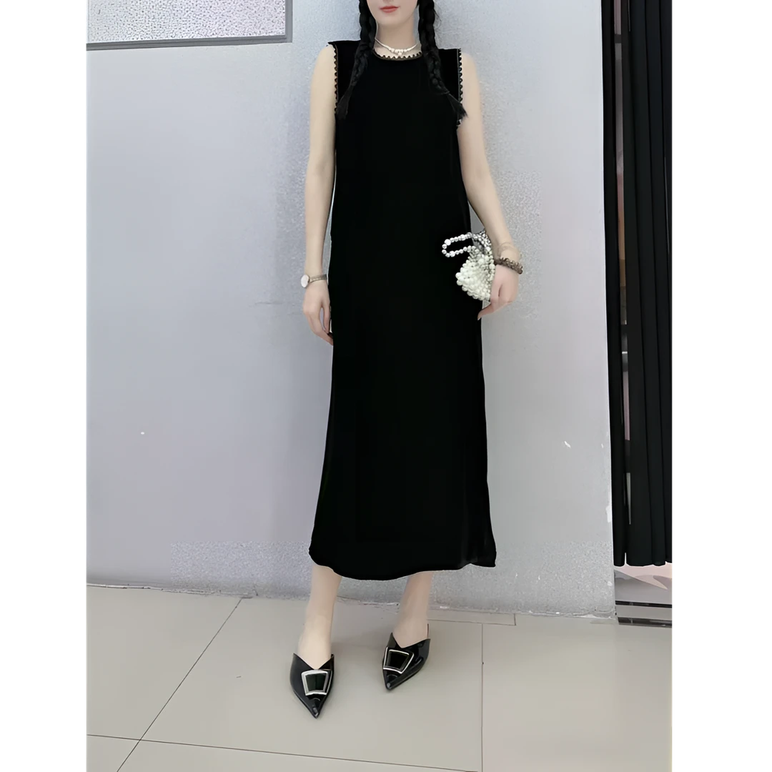 赫本风！轻奢真丝丝绒长裙别致时髦后背蝴蝶结设计镂空背心连衣裙