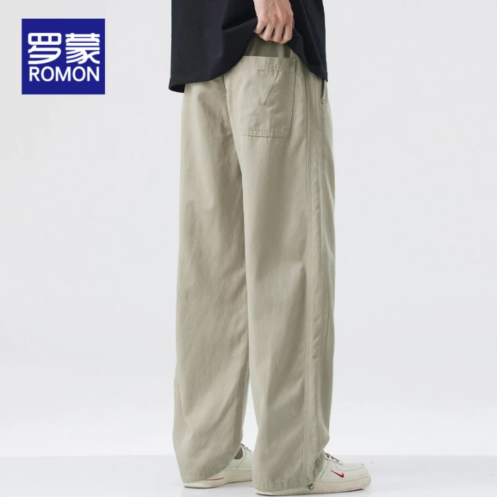 罗蒙秋季新款休闲裤男款宽松直筒垂感长裤春秋百搭时尚阔腿裤子男