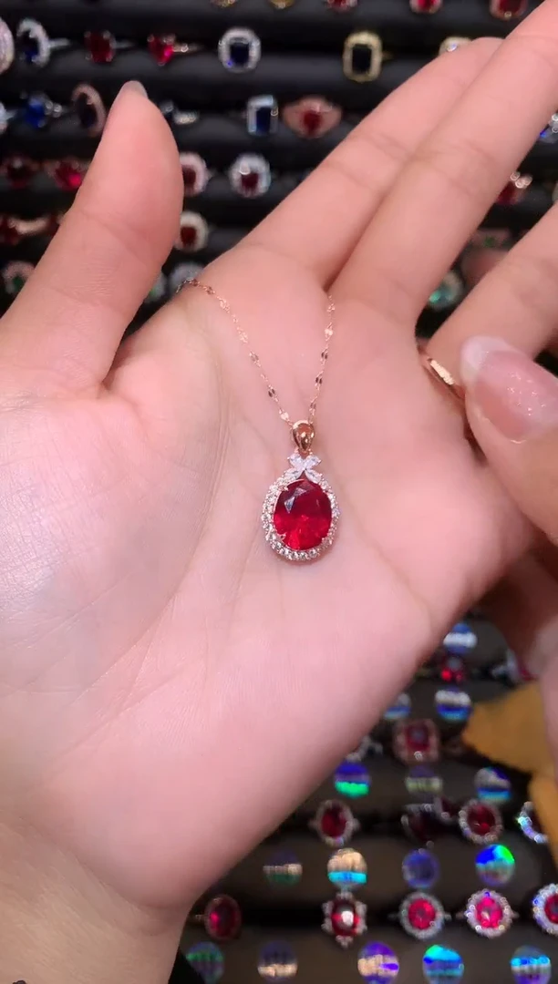 【闪购商品】红宝石吊坠(赠链)银S925镶嵌1
