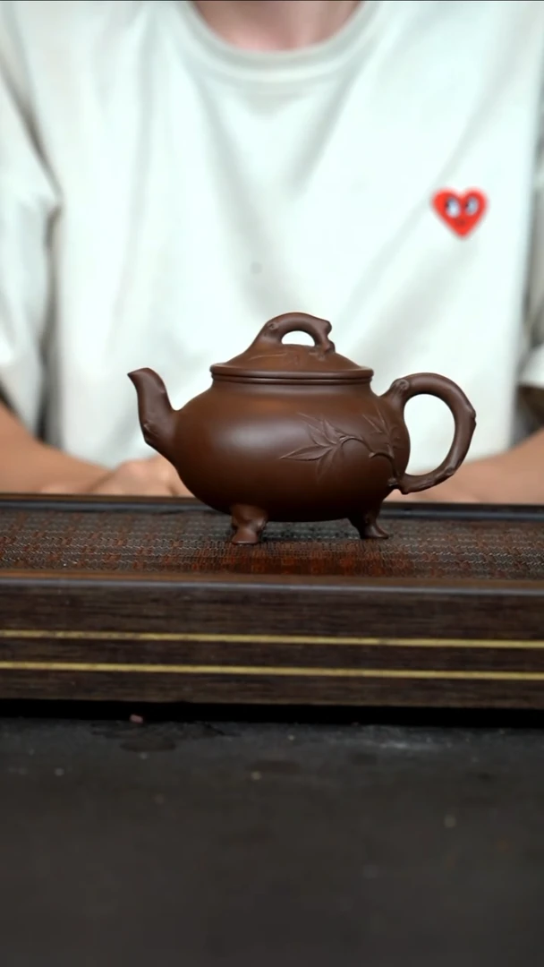 茶壶紫砂 XLL 革紫泥 一叶知秋 全手工 300cc