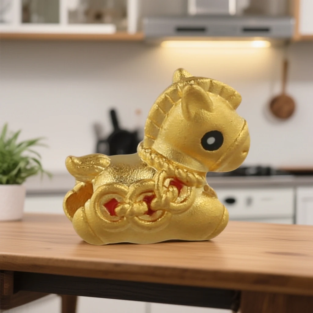 CBAI/菜百HD 足金转运珠 马上有钱 网红迷你 时尚 可爱