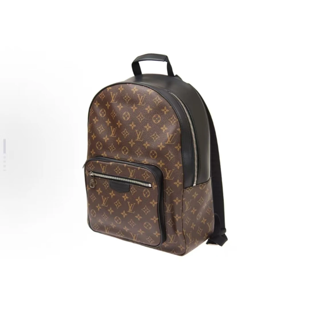 95新 LouisVuitton/路易威登 老花拼黑皮男士Josh双肩包