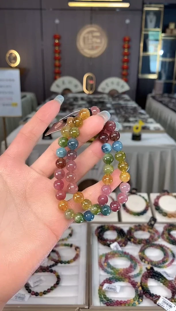 未镶嵌老矿碧玺色标彩虹单圈手串8mm+碧玺多样性发一条mz