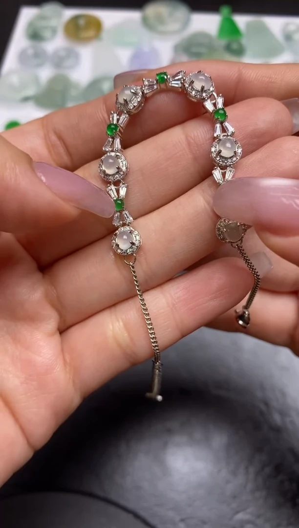 【闪购商品】定制翡翠银S925镶嵌翡翠手链~